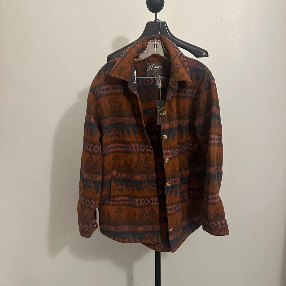 Natural Reflections women's Aztec print long-sleeve shirt jacket size Large
